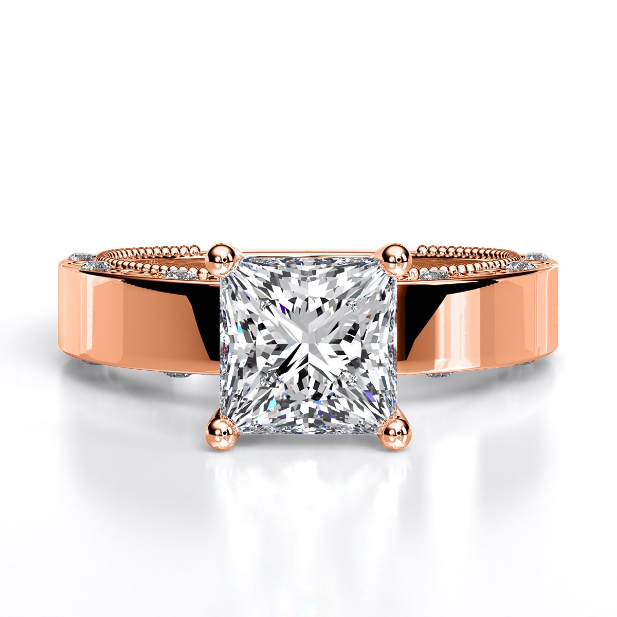 Acacia Princess Moissanite Engagement Ring rosegold