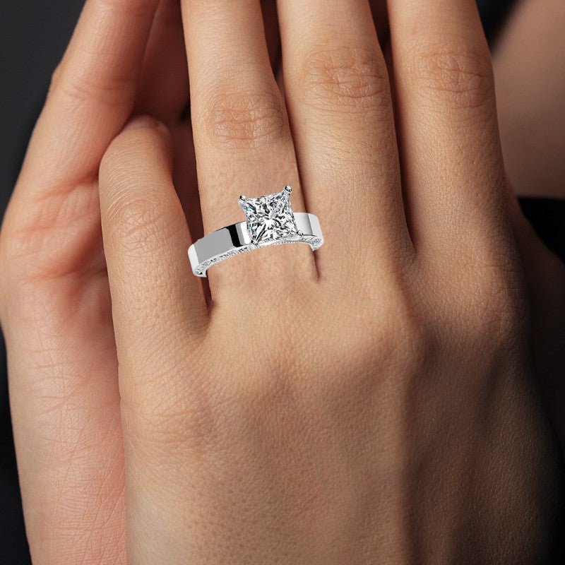 Acacia Princess Moissanite Engagement Ring whitegold