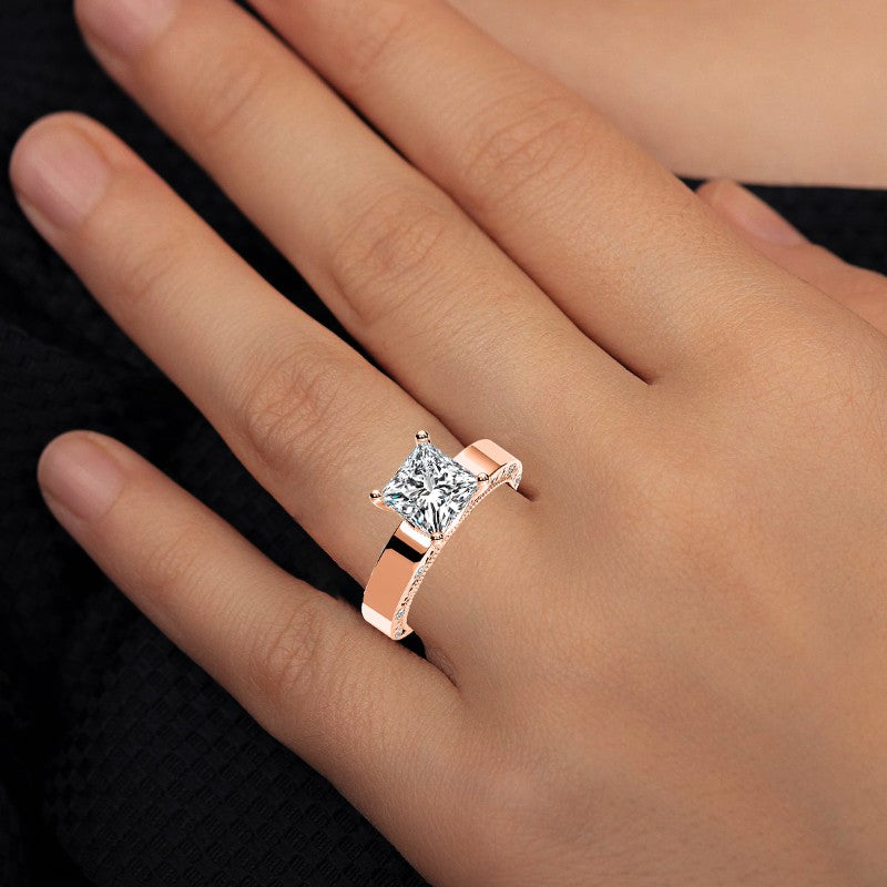 Acacia Princess Diamond Engagement Ring (Lab Grown Igi Cert) rosegold