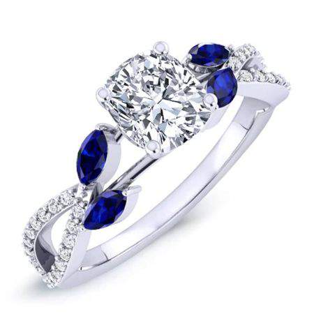2.00 ct - Alba - Cushion Moissanite Engagement Ring