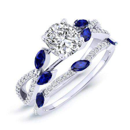 1.00 ct - Alba - GIA Natural Cushion Diamond Bridal Set