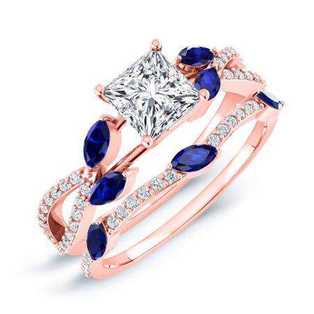 Alba Moissanite Matching Band Only (engagement Ring Not Included) For Ring With Princess Center rosegold