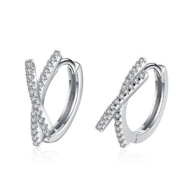 Alicia Huggie Diamond Earrings whitegold