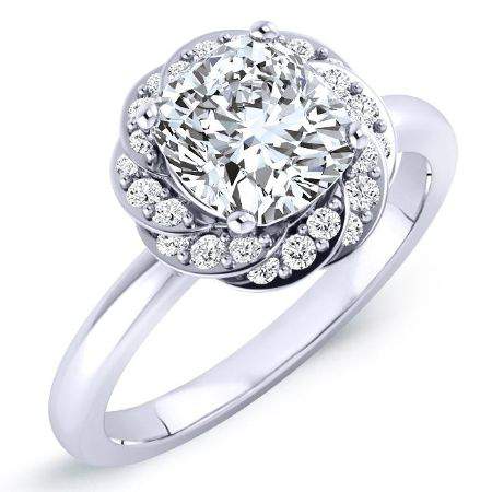 Almond Cushion Diamond Engagement Ring (Lab Grown Igi Cert) whitegold