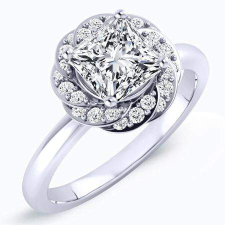 2.00 ct - Almond - GIA Natural Princess Diamond Engagement Ring