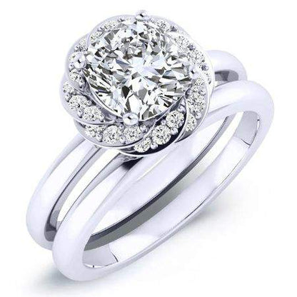 Almond Diamond Matching Band Only (engagement Ring Not Included) For Ring With Cushion Center whitegold