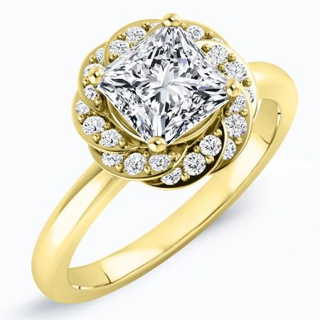 Almond Diamond Matching Band Only (engagement Ring Not Included) For Ring With Princess Center yellowgold