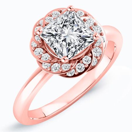 Almond Moissanite Matching Band Only (engagement Ring Not Included) For Ring With Princess Center rosegold