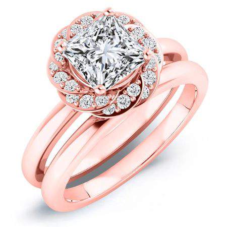 Almond Diamond Matching Band Only (engagement Ring Not Included) For Ring With Princess Center rosegold