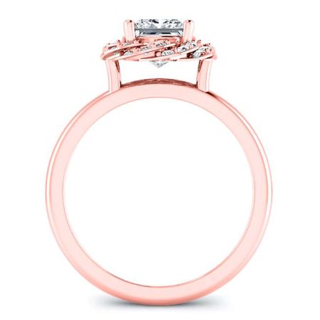 Almond Moissanite Matching Band Only (engagement Ring Not Included) For Ring With Princess Center rosegold