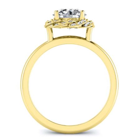 Almond Moissanite Matching Band Only (engagement Ring Not Included) For Ring With Round Center yellowgold