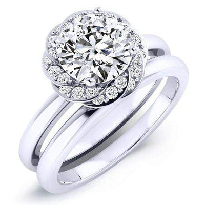 Almond Moissanite Matching Band Only (engagement Ring Not Included) For Ring With Round Center whitegold