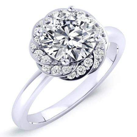 Almond Round Diamond Engagement Ring (Lab Grown Igi Cert) whitegold