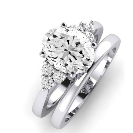 Alyssa Diamond Matching Band Only (does Not Include Engagement Ring) For Ring With Oval Center whitegold