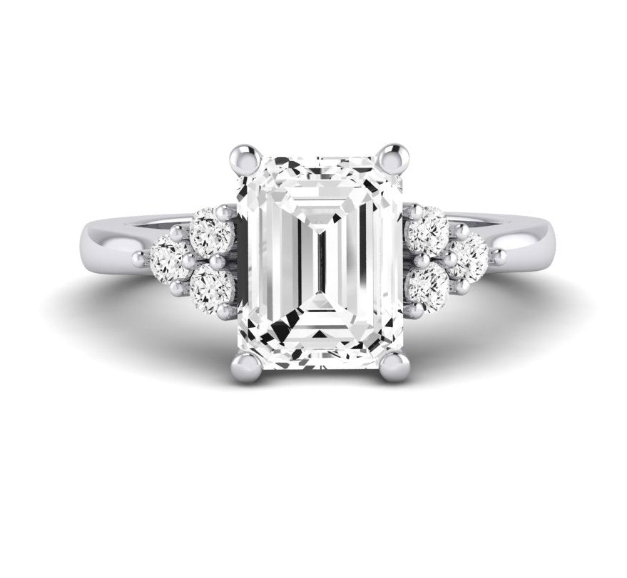 Alyssa Emerald Moissanite Engagement Ring whitegold