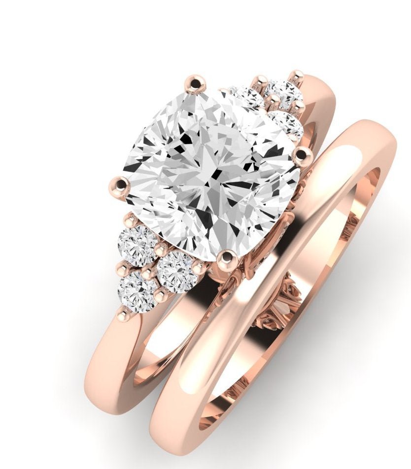 Alyssa Moissanite Matching Band Only (does Not Include Engagement Ring) For Ring With Cushion Center rosegold