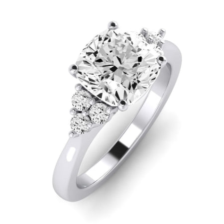 Alyssa Moissanite Matching Band Only (does Not Include Engagement Ring) For Ring With Cushion Center whitegold