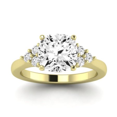 Alyssa Moissanite Matching Band Only (does Not Include Engagement Ring) For Ring With Cushion Center yellowgold