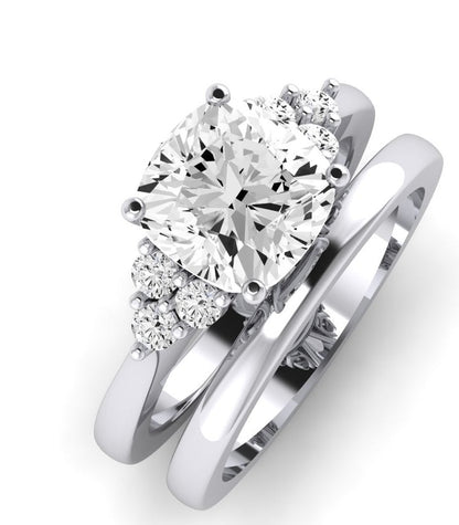 Alyssa Moissanite Matching Band Only (does Not Include Engagement Ring) For Ring With Cushion Center whitegold