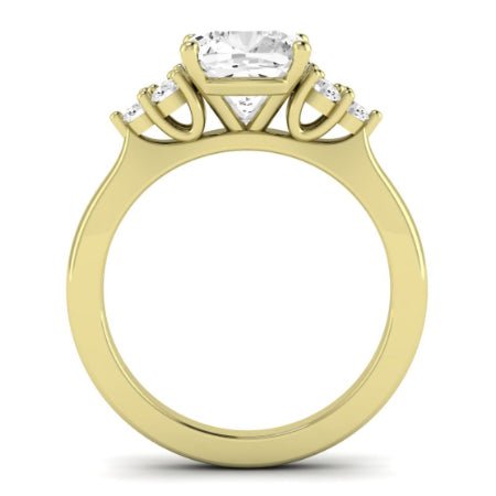 Alyssa Moissanite Matching Band Only (does Not Include Engagement Ring) For Ring With Cushion Center yellowgold