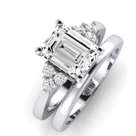 Alyssa Diamond Matching Band Only (does Not Include Engagement Ring) For Ring With Emerald Center whitegold