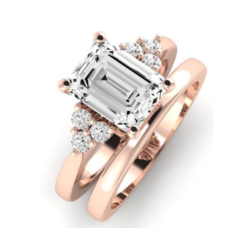 Alyssa Diamond Matching Band Only (does Not Include Engagement Ring) For Ring With Emerald Center rosegold