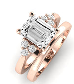 Alyssa Moissanite Matching Band Only (does Not Include Engagement Ring) For Ring With Emerald Center rosegold