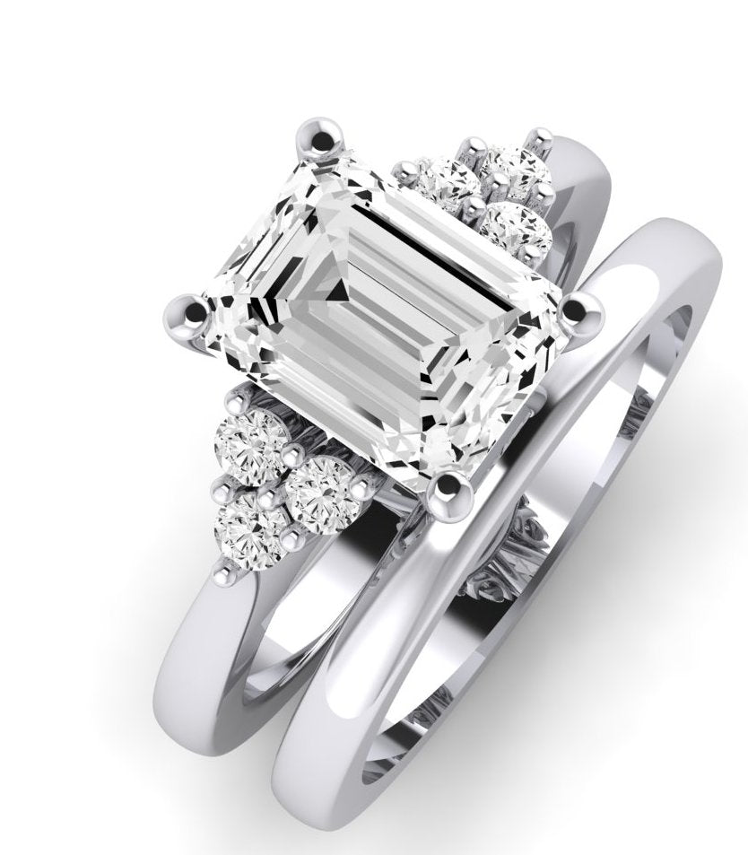 Alyssa Diamond Matching Band Only (does Not Include Engagement Ring) For Ring With Emerald Center whitegold