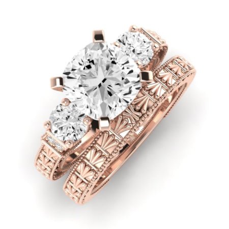 Angelonia Diamond Matching Band Only (does Not Include Engagement Ring) For Ring With Cushion Center rosegold