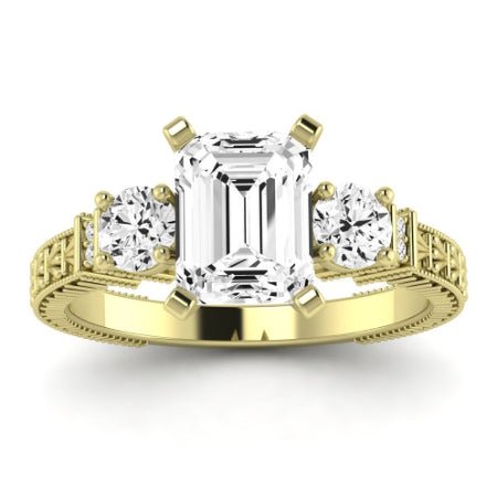 Angelonia Diamond Matching Band Only (does Not Include Engagement Ring) For Ring With Emerald Center yellowgold