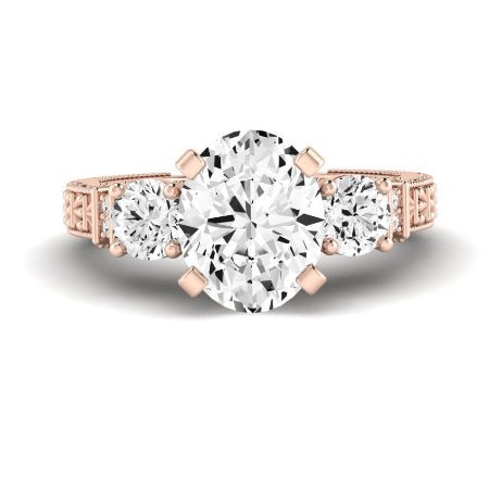 Angelonia Diamond Matching Band Only (does Not Include Engagement Ring) For Ring With Oval Center rosegold