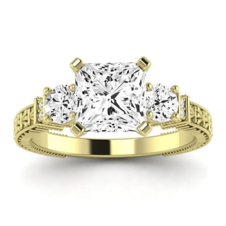 Angelonia Diamond Matching Band Only (does Not Include Engagement Ring) For Ring With Princess Center yellowgold