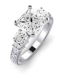 Angelonia Diamond Matching Band Only (does Not Include Engagement Ring) For Ring With Princess Center whitegold