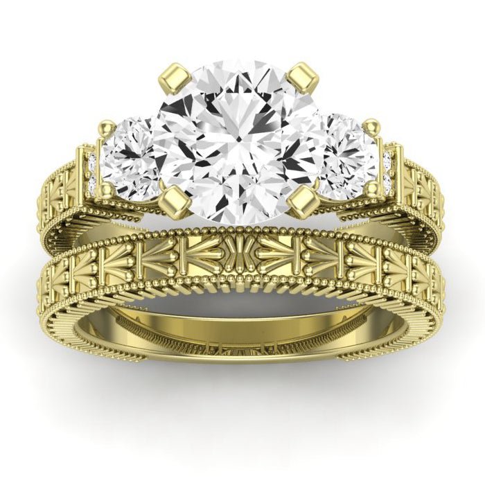 Angelonia Diamond Matching Band Only (does Not Include Engagement Ring) For Ring With Round Center yellowgold