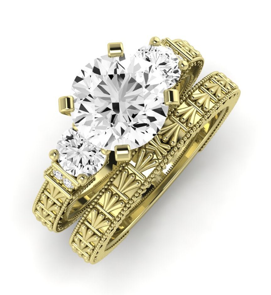 Angelonia Diamond Matching Band Only (does Not Include Engagement Ring) For Ring With Round Center yellowgold