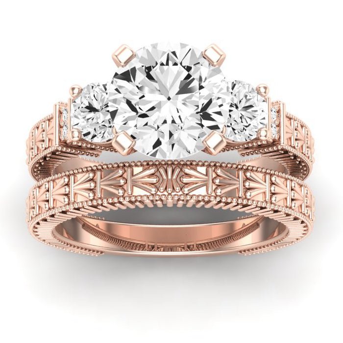 Angelonia Diamond Matching Band Only (does Not Include Engagement Ring) For Ring With Round Center rosegold