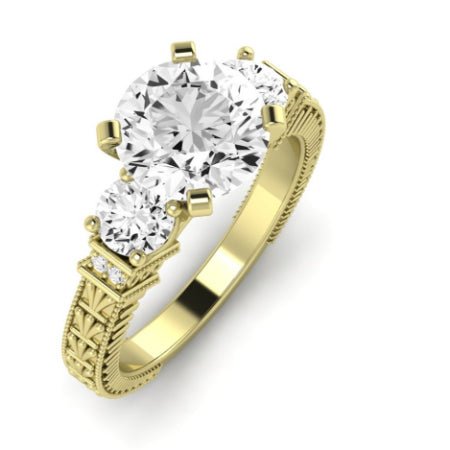 Angelonia Diamond Matching Band Only (does Not Include Engagement Ring) For Ring With Round Center yellowgold