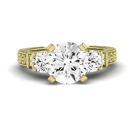 Angelonia Diamond Matching Band Only (does Not Include Engagement Ring) For Ring With Round Center yellowgold