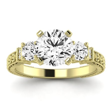 Angelonia Diamond Matching Band Only (does Not Include Engagement Ring) For Ring With Round Center yellowgold