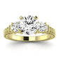 Angelonia Diamond Matching Band Only (does Not Include Engagement Ring) For Ring With Round Center yellowgold