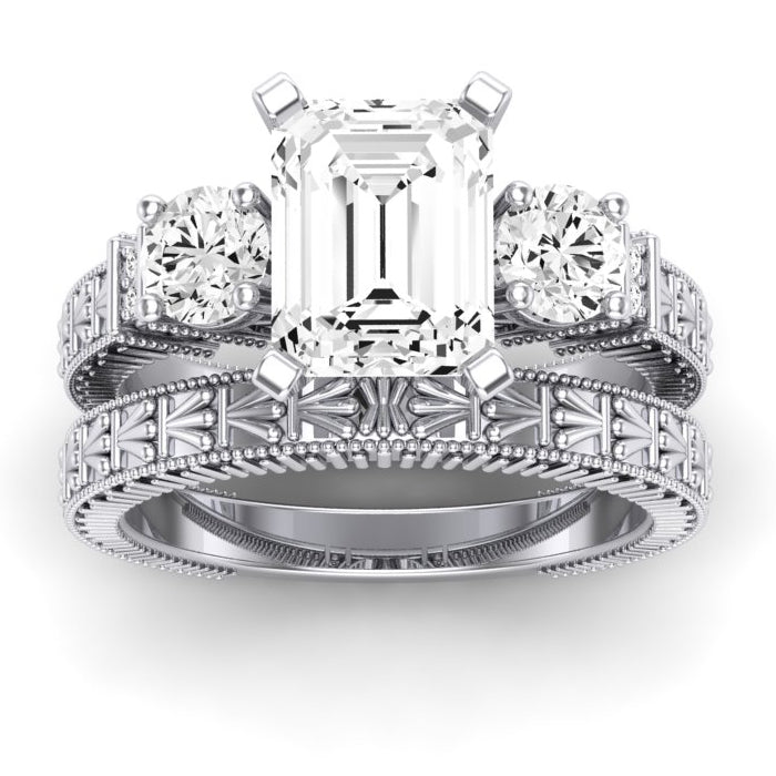 1.00 ct - Angelonia - GIA Natural Emerald Diamond Bridal Set