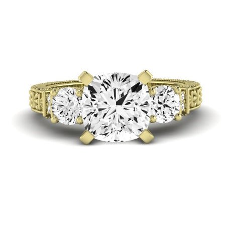 Angelonia Diamond Matching Band Only (does Not Include Engagement Ring) For Ring With Cushion Center yellowgold