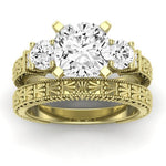 Angelonia Diamond Matching Band Only (does Not Include Engagement Ring) For Ring With Cushion Center yellowgold
