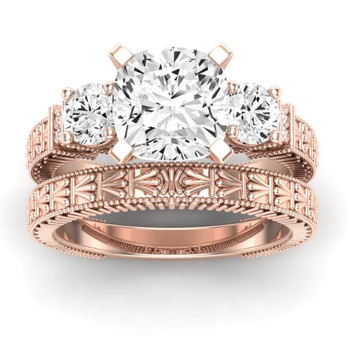 Angelonia Diamond Matching Band Only (does Not Include Engagement Ring) For Ring With Cushion Center rosegold