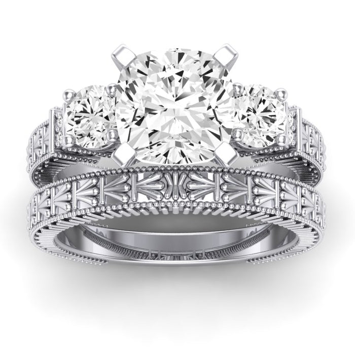 Angelonia Diamond Matching Band Only (does Not Include Engagement Ring) For Ring With Cushion Center whitegold