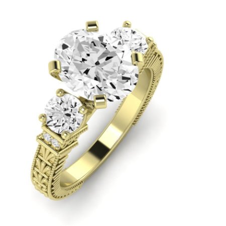 Angelonia Diamond Matching Band Only (does Not Include Engagement Ring) For Ring With Oval Center yellowgold