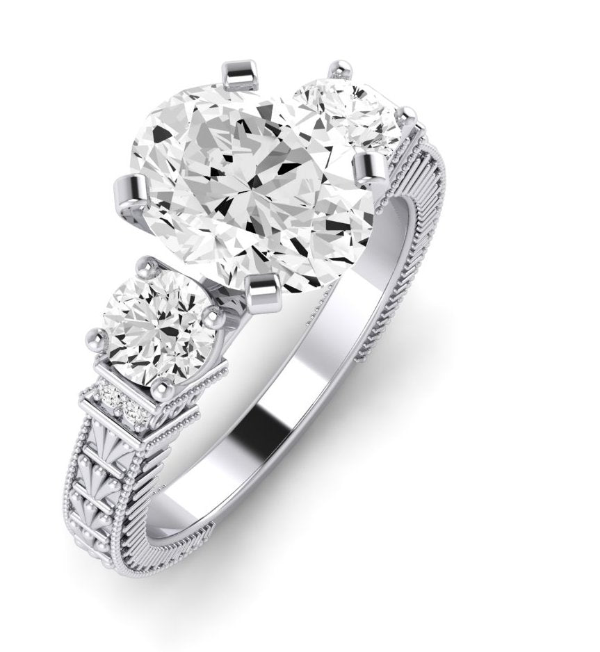 Angelonia Oval Moissanite Engagement Ring whitegold