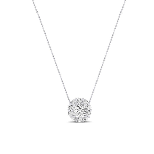 Angelwing Cushion Cut Diamond Halo Necklace (Clarity Enhanced) whitegold