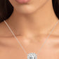 Angelwing Emerald Cut Moissanite Halo Necklace rosegold