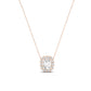 Angelwing Emerald Cut Moissanite Halo Necklace rosegold